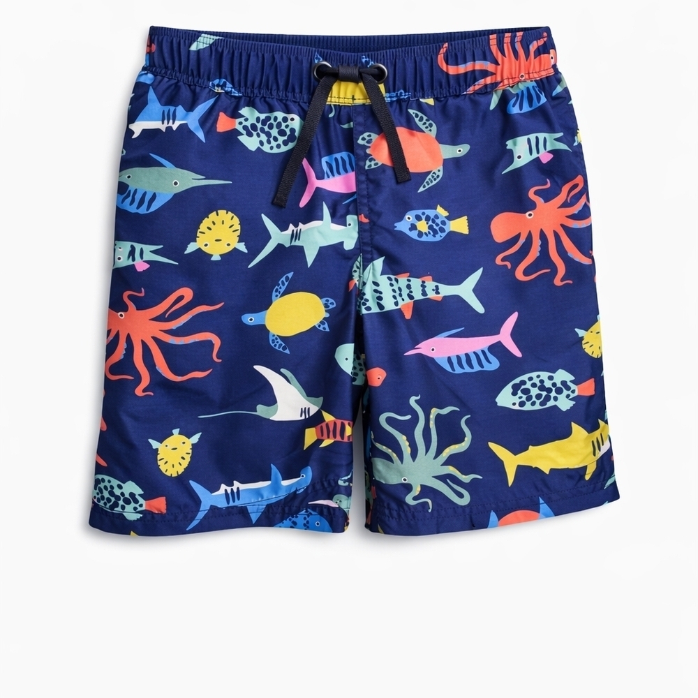 Hanna Andersson Boys Ocean Print Swim Trunks Size 6